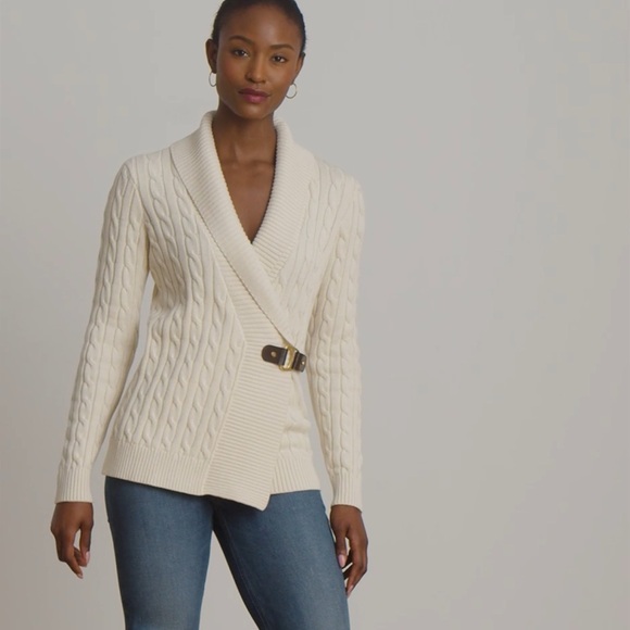 Stunning excellent condition Ralph leather buckle Knit Cardigan